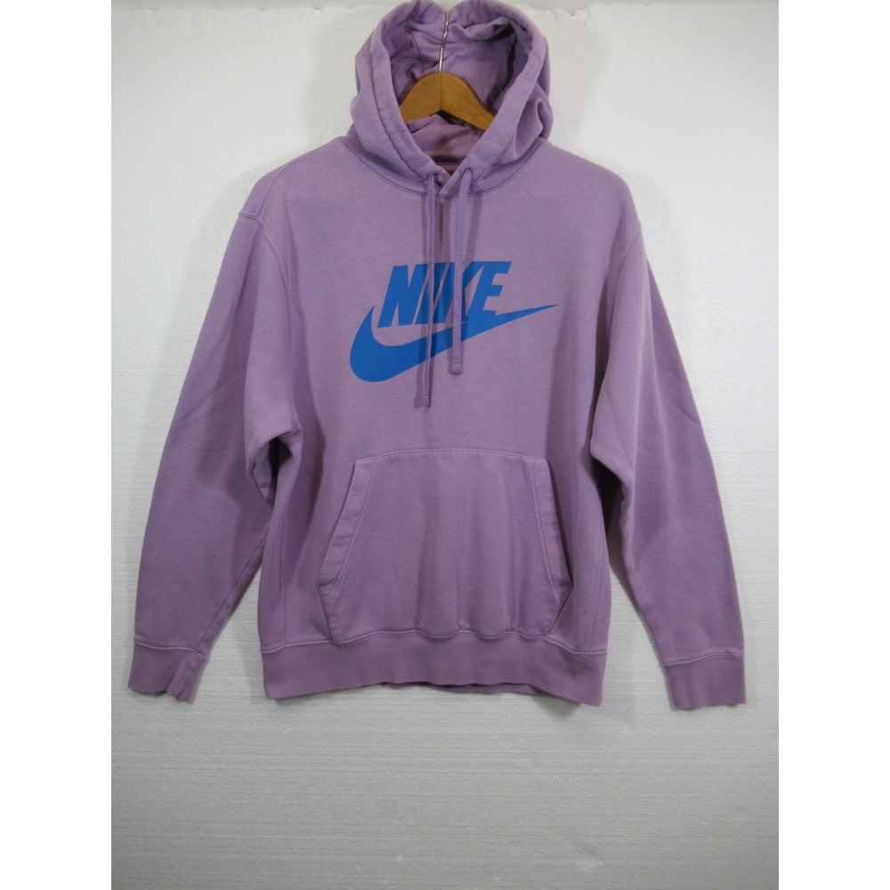 Nike Club Fleece Pullover Hoodie Sweatshirt Men Medium Purple Center Swoosh